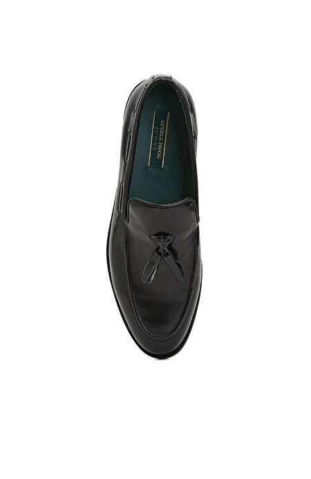 George Hogg Icons - Black Tassel Detailed Men's Leather Loafer