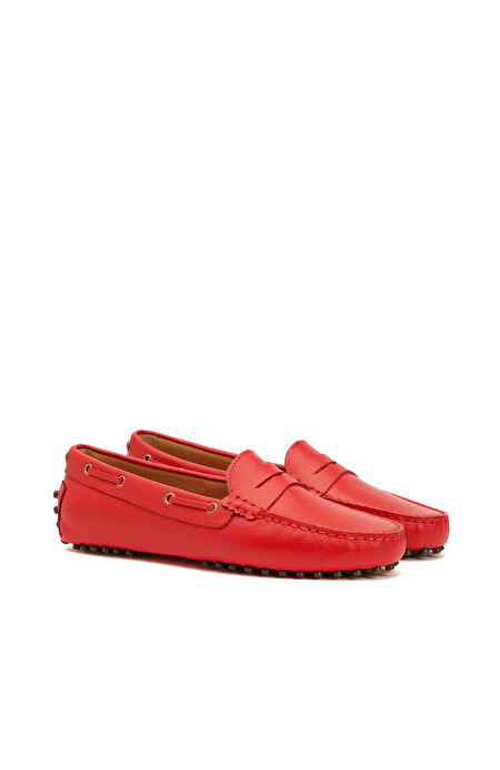Kırmızı Kadın Deri Loafer_1