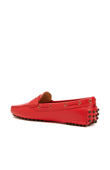 Kırmızı Kadın Deri Loafer_2
