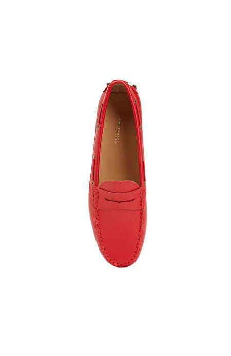 Kırmızı Kadın Deri Loafer_3