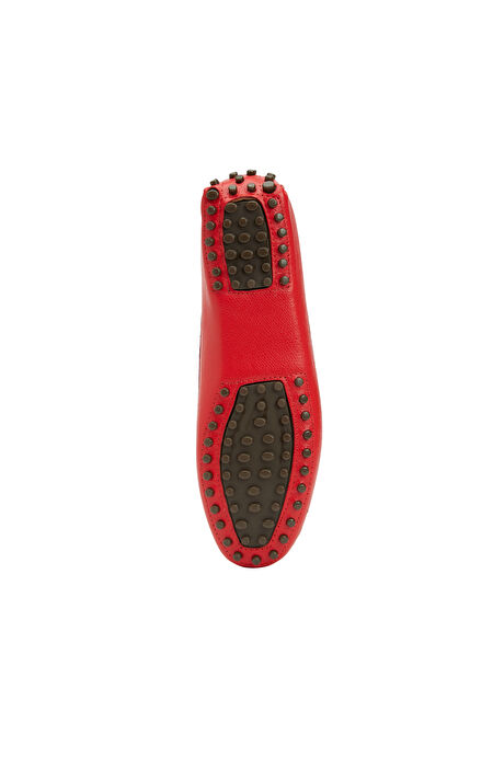 Kırmızı Kadın Deri Loafer_4