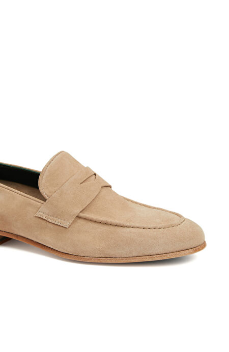 Bej Erkek Süet Loafer_5