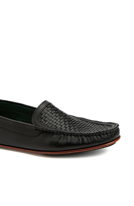 Siyah Erkek Deri Loafer_5