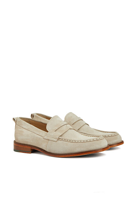 Bej Erkek Süet Loafer_1