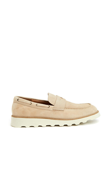 Bej Erkek Süet Loafer_1