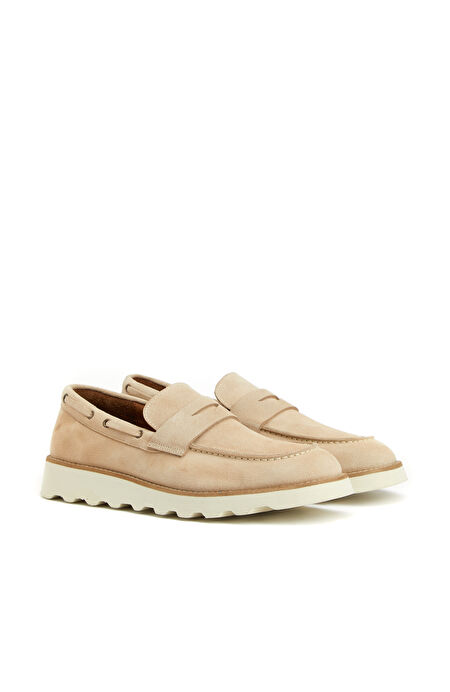 Bej Erkek Süet Loafer
