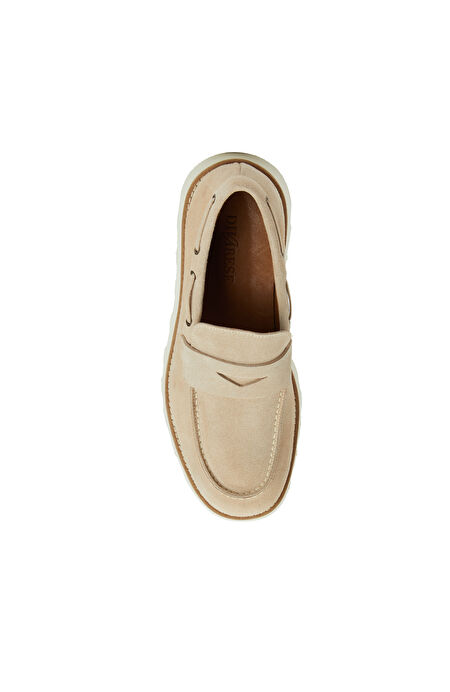 Bej Erkek Süet Loafer_3