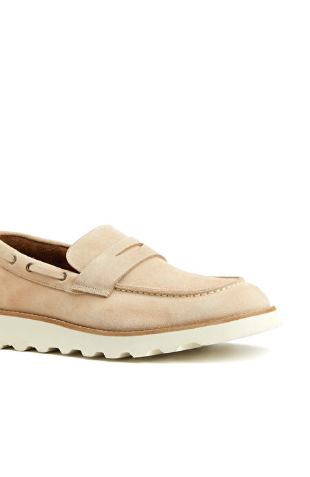 Bej Erkek Süet Loafer_5