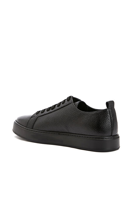Siyah Desenli Erkek Deri Sneaker_2