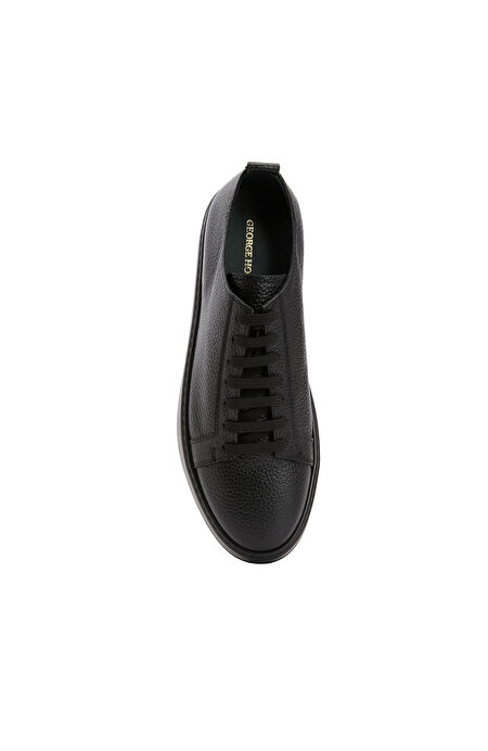 Siyah Desenli Erkek Deri Sneaker_3