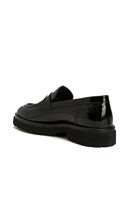 Siyah Kadın Deri Loafer_2