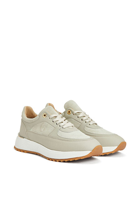 George Hogg - Beyaz Nakış Detaylı Kadın Deri Sneaker - 7007645-035