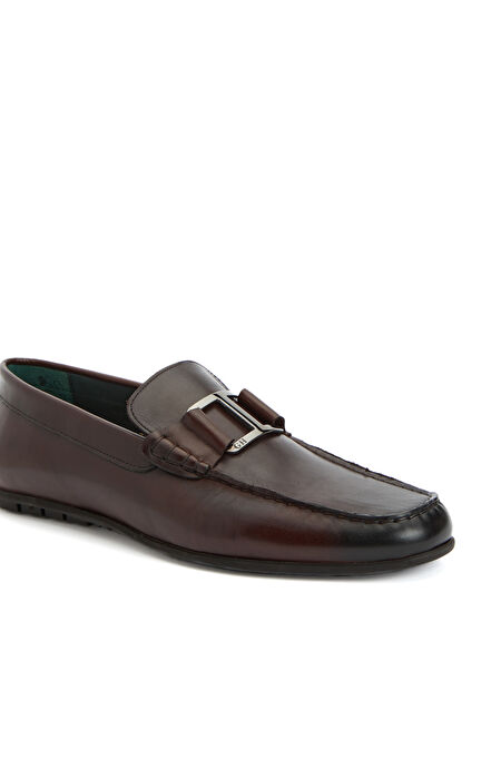 Kahverengi Toka Detaylı Erkek Deri Loafer_5
