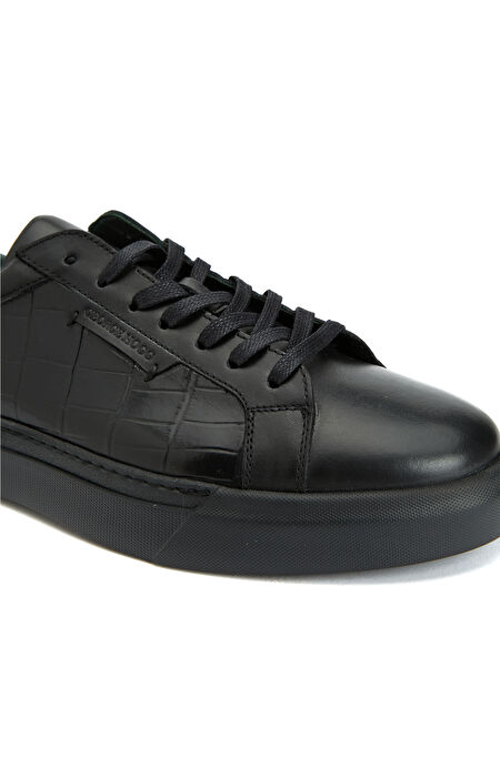 Siyah Erkek Deri Sneaker_5