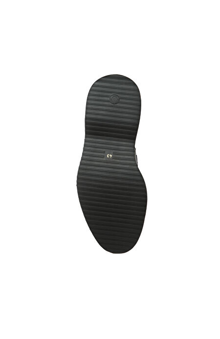 Siyah Dikiş Detaylı Erkek Deri Loafer_4