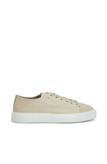 Bej Erkek Deri Sneaker
