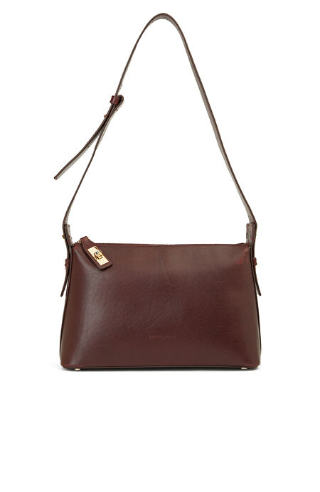 Bordo Kadın Deri Postacı Çantası