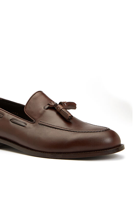 Kahverengi Püsküllü Erkek Deri Loafer