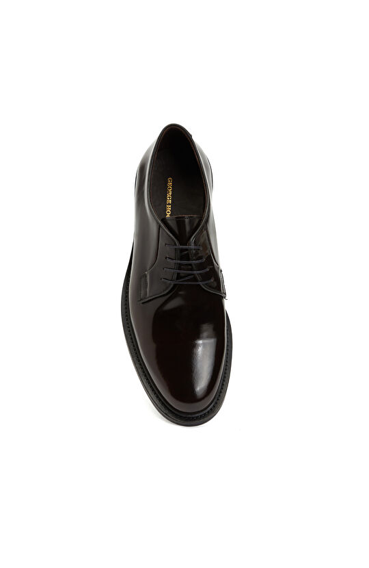 Bordo Erkek Bağcıklı Deri Kösele Ayakkabı