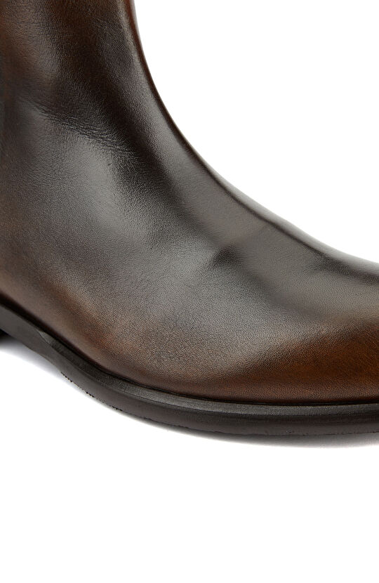 Kahverengi Kemer Detaylı Erkek Deri Bot