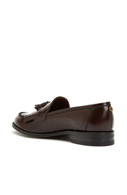 Bordo Püsküllü Kadın Deri Loafer