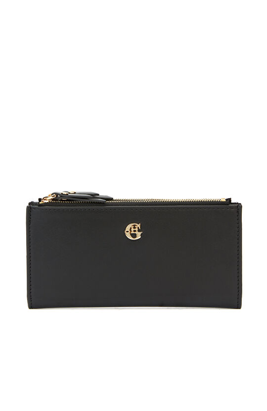 Siyah Logo Detaylı Kadın Cüzdan