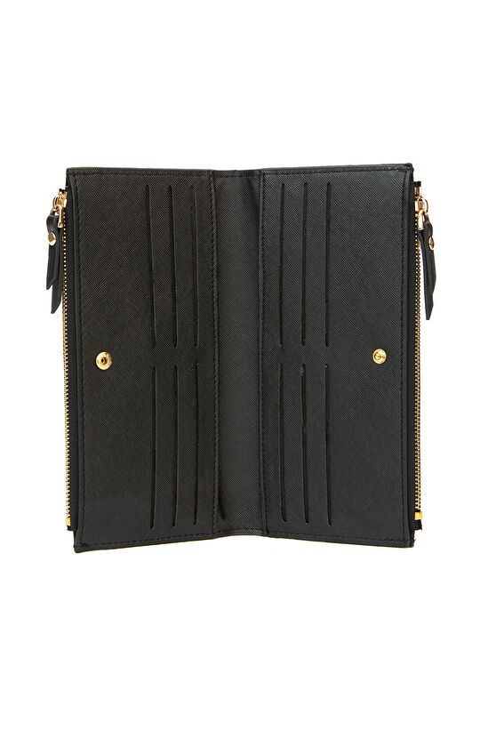 Siyah Logo Detaylı Kadın Cüzdan