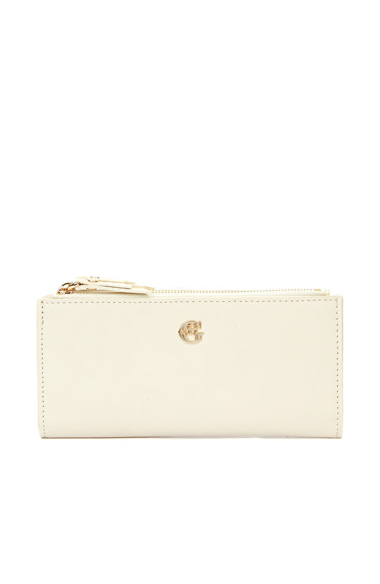 Beyaz Logo Detaylı Kadın Cüzdan