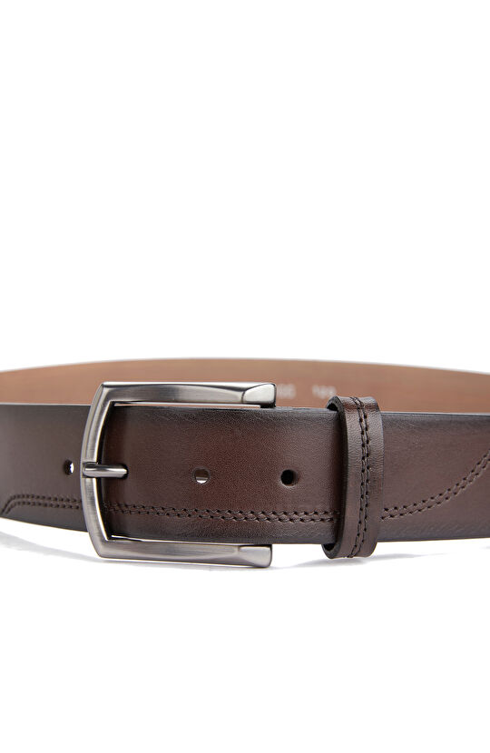 Kahverengi Dikişli Erkek Deri Kemer