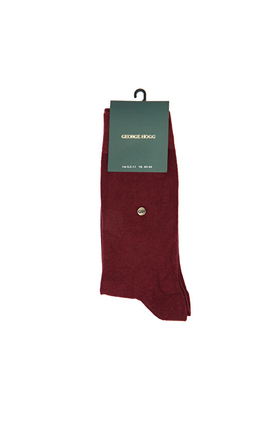 Bordo Logo Detaylı Bambu Erkek Çorap