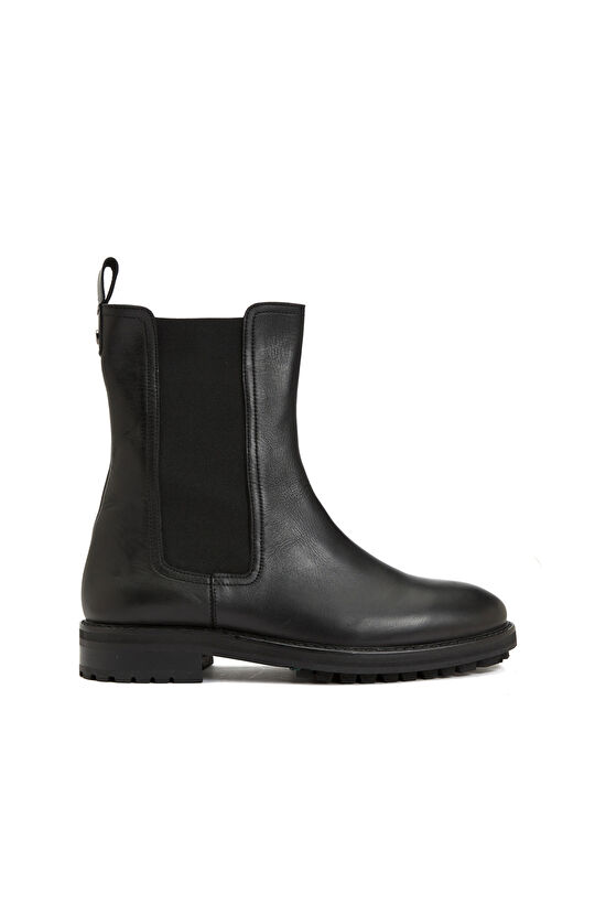 Siyah Kadın Deri Chelsea Bot
