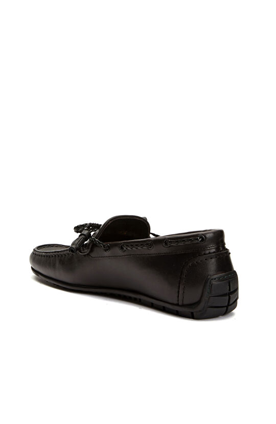 Siyah Püsküllü Erkek Deri Loafer