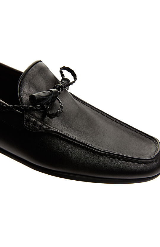 Siyah Püsküllü Erkek Deri Loafer