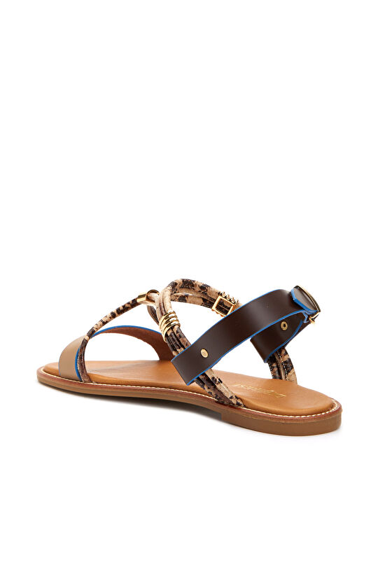 Kahverengi Kadın Deri Sandalet