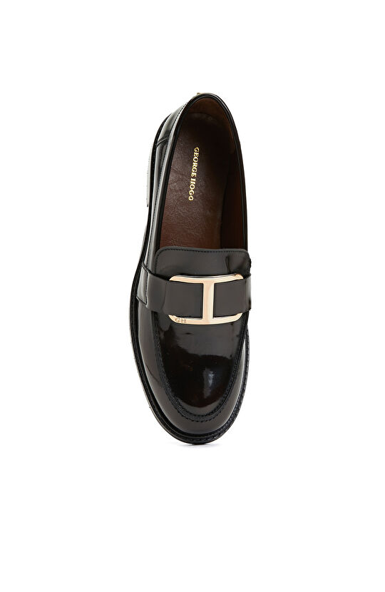 Kahverengi Deri Tokalı Kadın Loafer