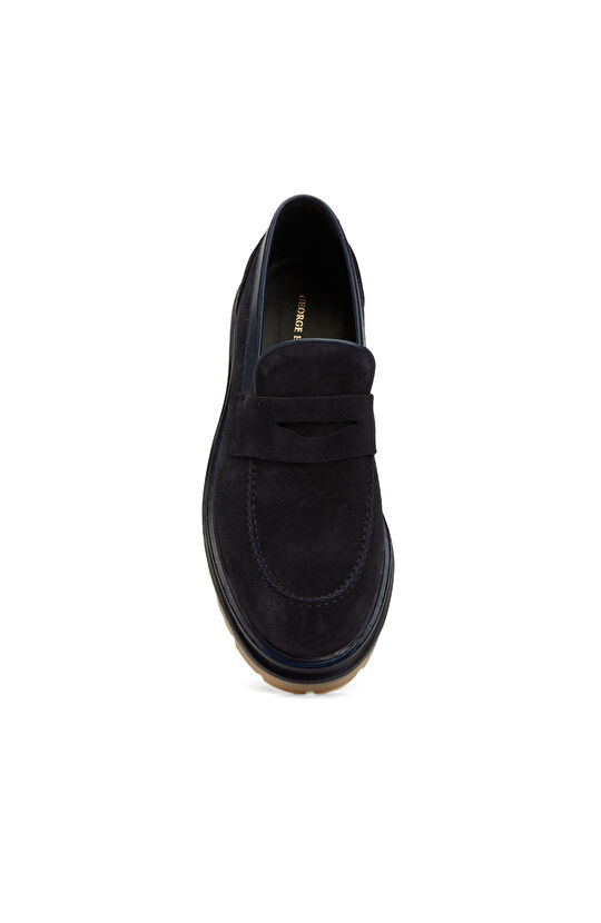 Lacivert Erkek Süet Deri Loafer