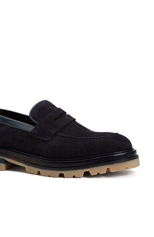 Lacivert Erkek Süet Deri Loafer