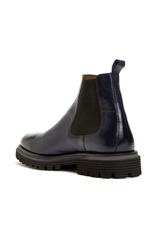 Navy Blue Men's Leather Boot