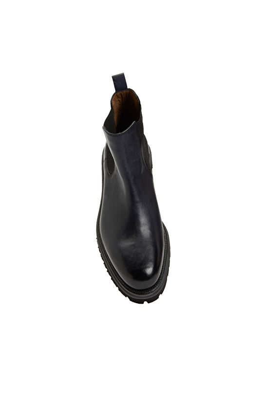 Navy Blue Men's Leather Boot