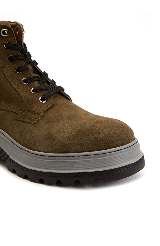 Khaki Men's Suede Leather Boots