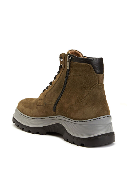Khaki Men's Suede Leather Boots