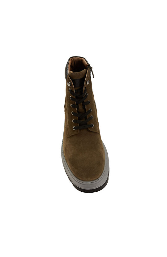 Khaki Men's Suede Leather Boots