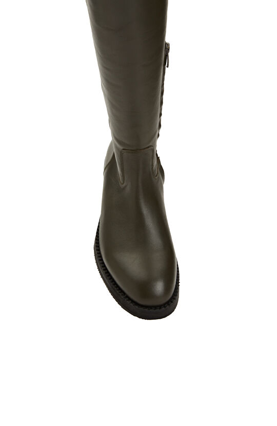 Haki Kadın Deri Çizme