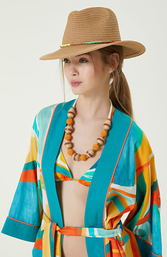 Bej Kadın Hasır Şapka