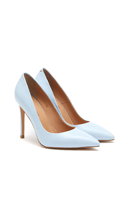Buz Mavisi Kadın Deri Stiletto