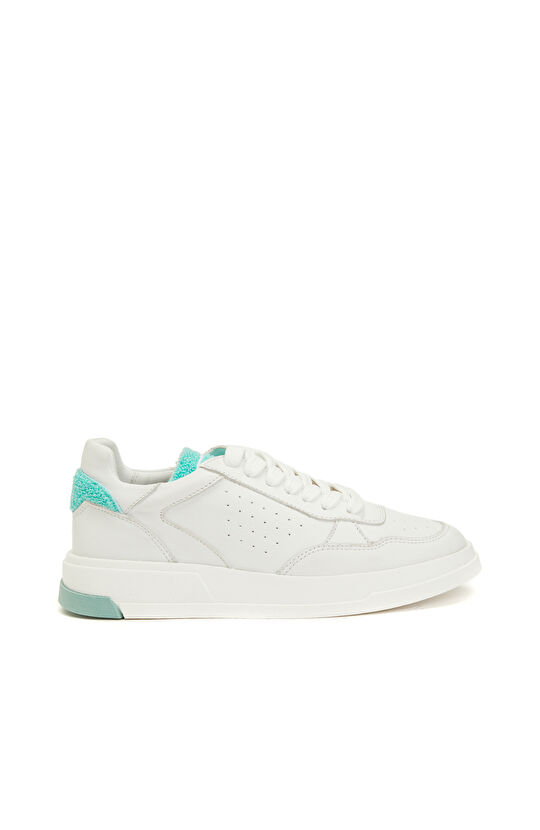 Beyaz Yeşil Kadın Deri Sneaker