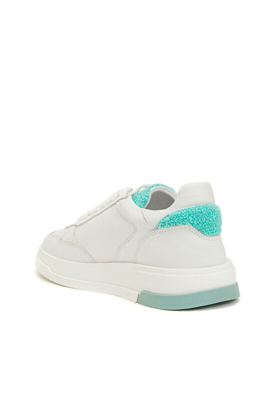 Beyaz Yeşil Kadın Deri Sneaker