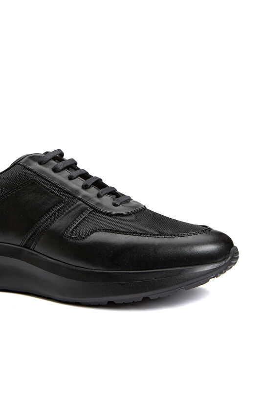 Siyah Erkek Deri Bağcıklı Sneaker