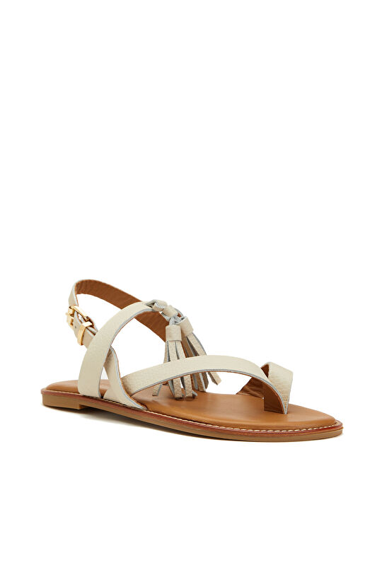 Bej Kadın Deri Sandalet