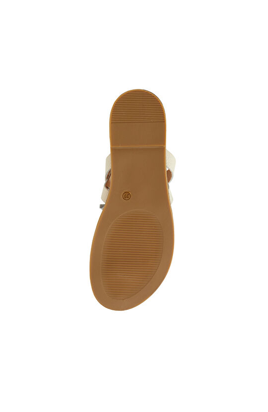 Bej Kadın Deri Sandalet